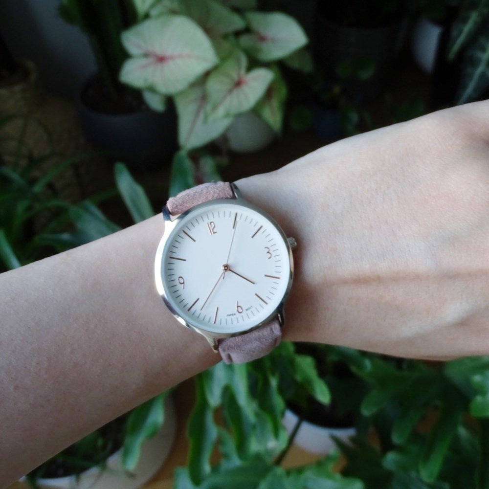 NEW Pink Suede Leather Watch